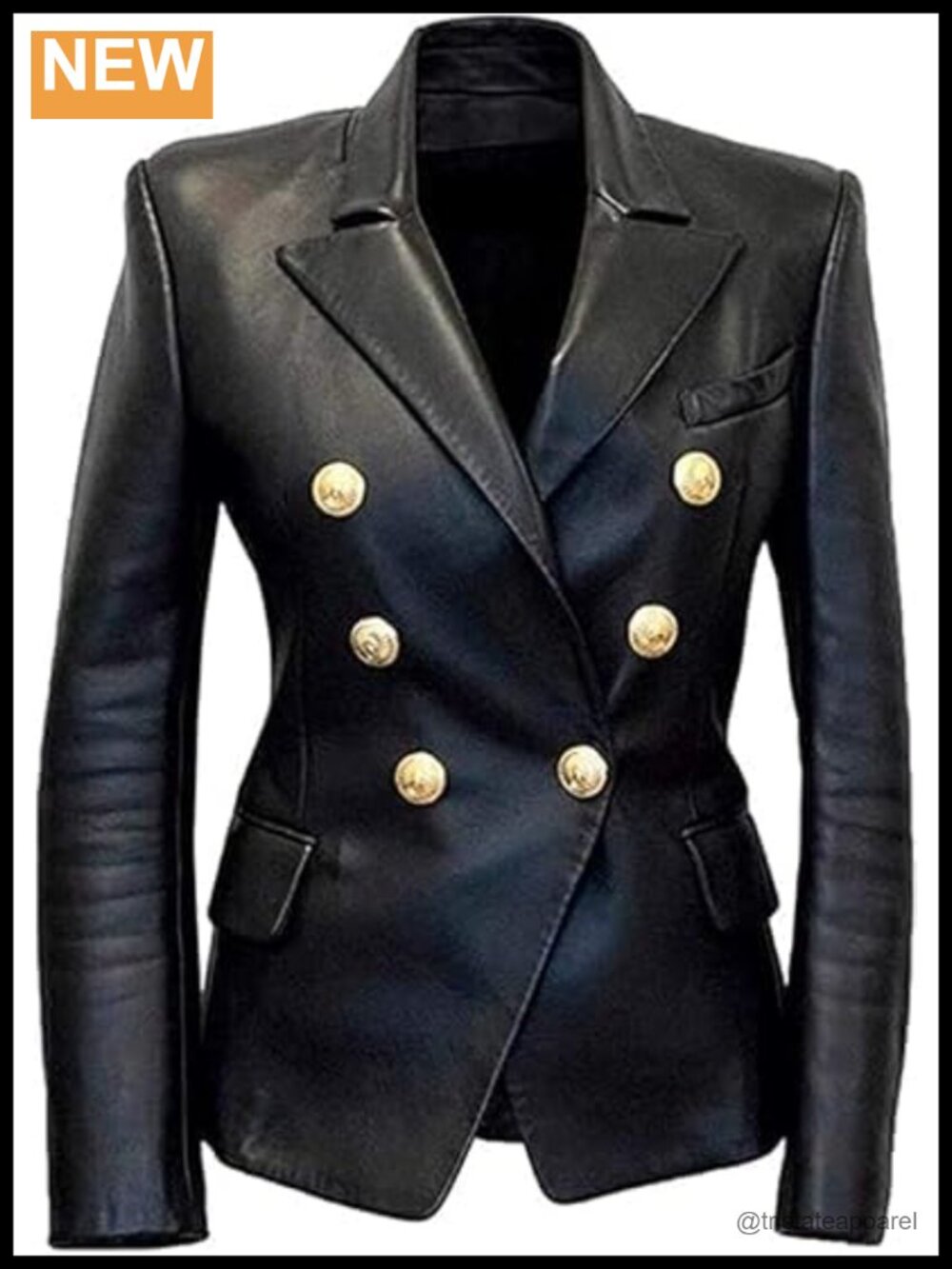 Women Double Breasted Sheepskin Leather Blazer Coat